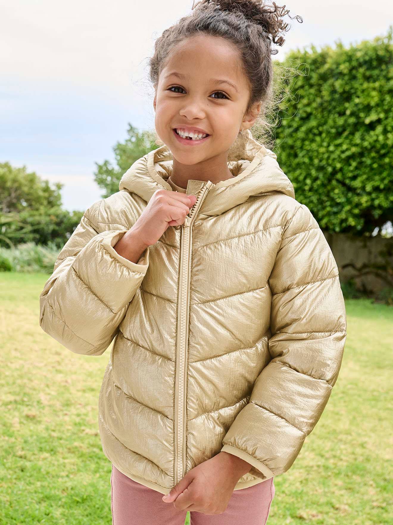 Lichtgewicht donsjack met iriserend effect voor meisjes goud