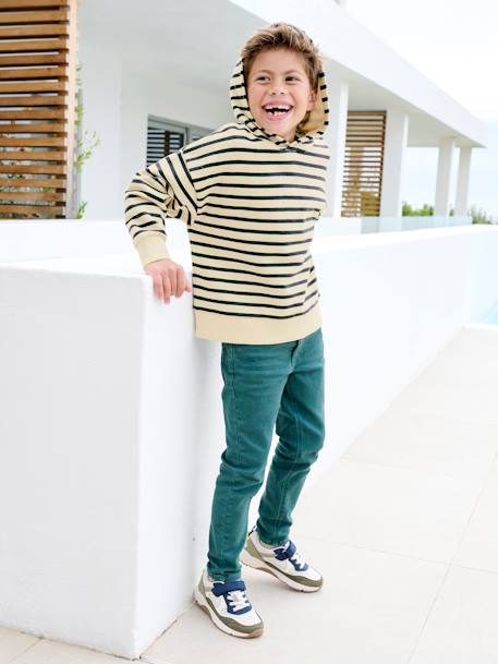 Gekleurde slim fit MorphologiK MEDIUM jongens beige+grijsblauw+groen+leiblauw+nachtblauw+smaragdgroen+terracottategel - vertbaudet enfant 