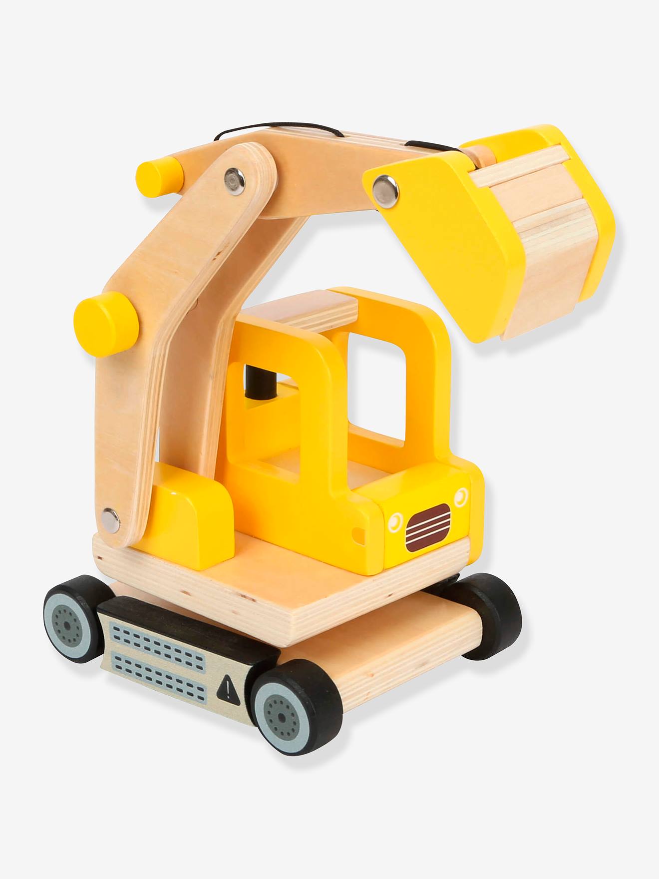 Bouwvoertuig voor kinderen GRAAFMACHINE MET SCHOP small foot® van hout geel