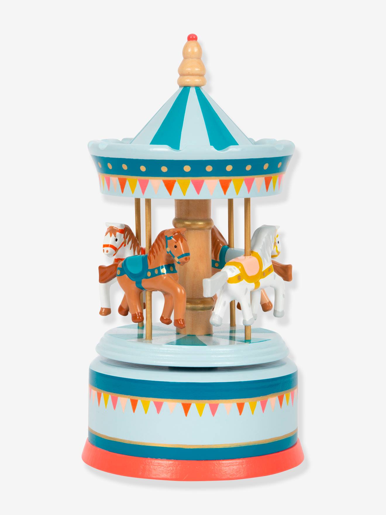 Muziekdoos voor kinderen Paardencarrousel small foot® van hout meerkleurig