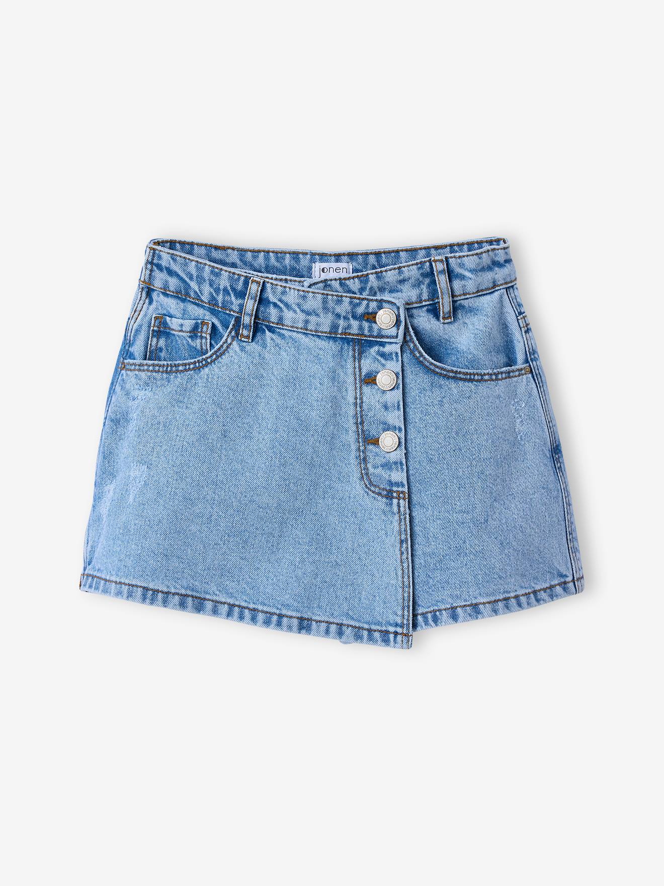 Asymmetrische jeansrok voor meisjes JONEN lichtblauw