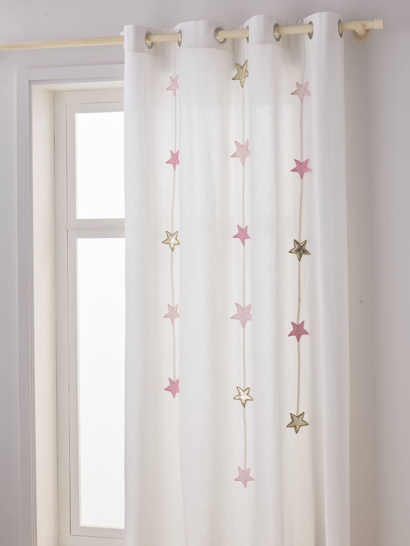 Gordijn met eyelet van sterren ecru