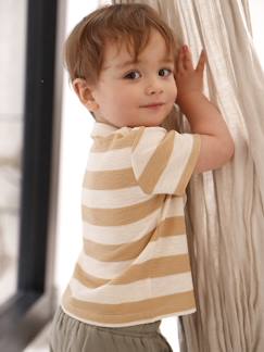 Baby-T-shirt, souspull-T-shirt met strepen voor baby's in honingraat gebreid