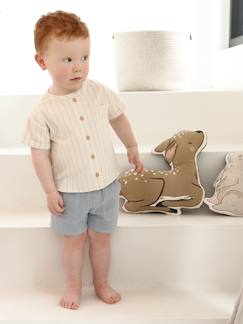 Baby-Babyset-Babyset met gestreept linnen overhemd + korte sweater van hydrofielkatoen