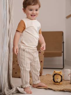 Baby-Broek, jean-Gestreepte babybroek in linnen look