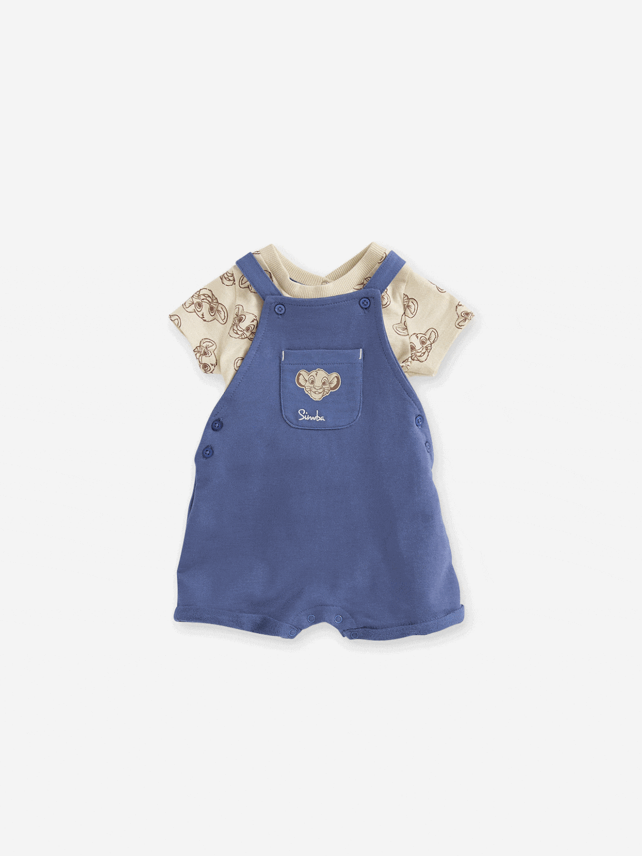 Babyset met T-shirt + korte tuinbroek Disney® Lion King indigoblauw