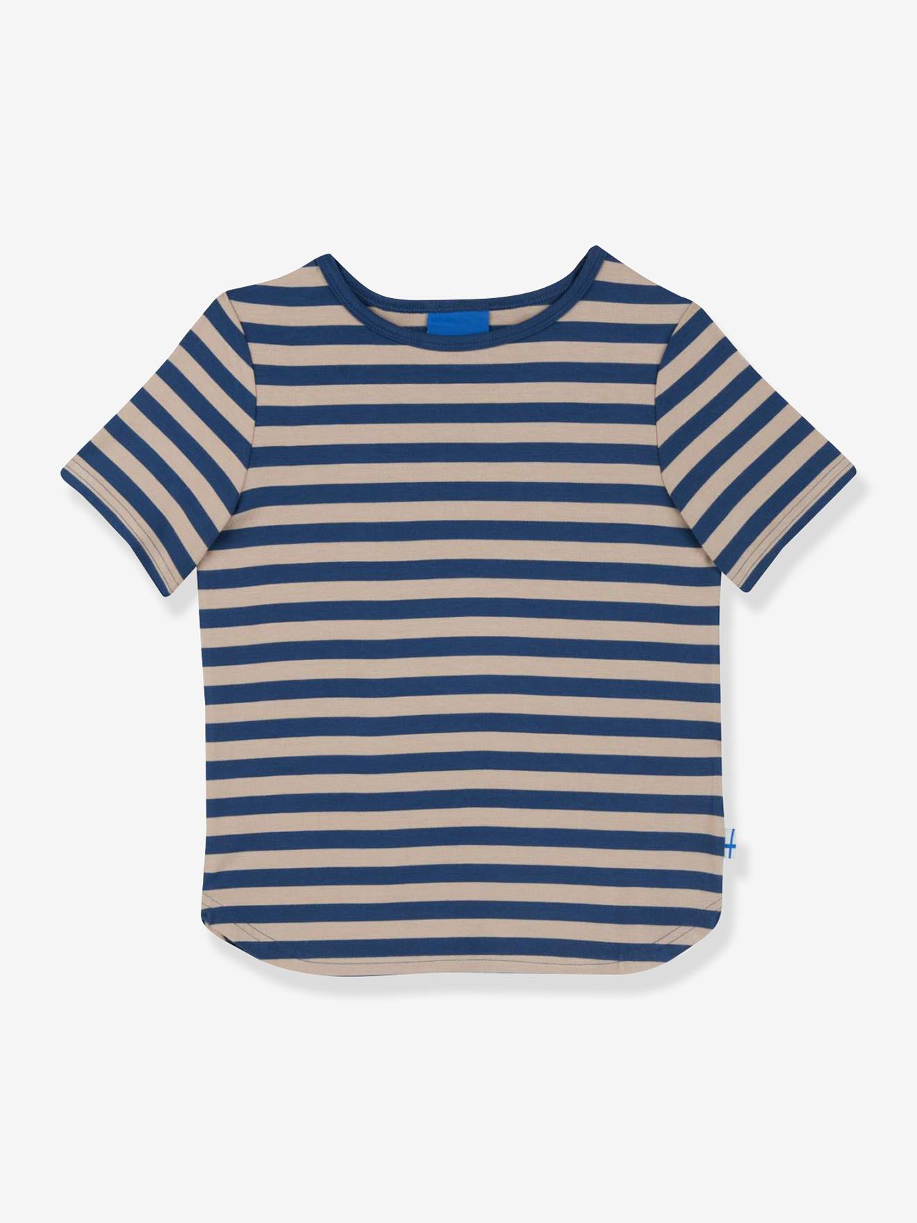 Gestreept T-shirt voor meisjes MAALARI FINKID, UV-bescherming jeansblauw afbeelding
