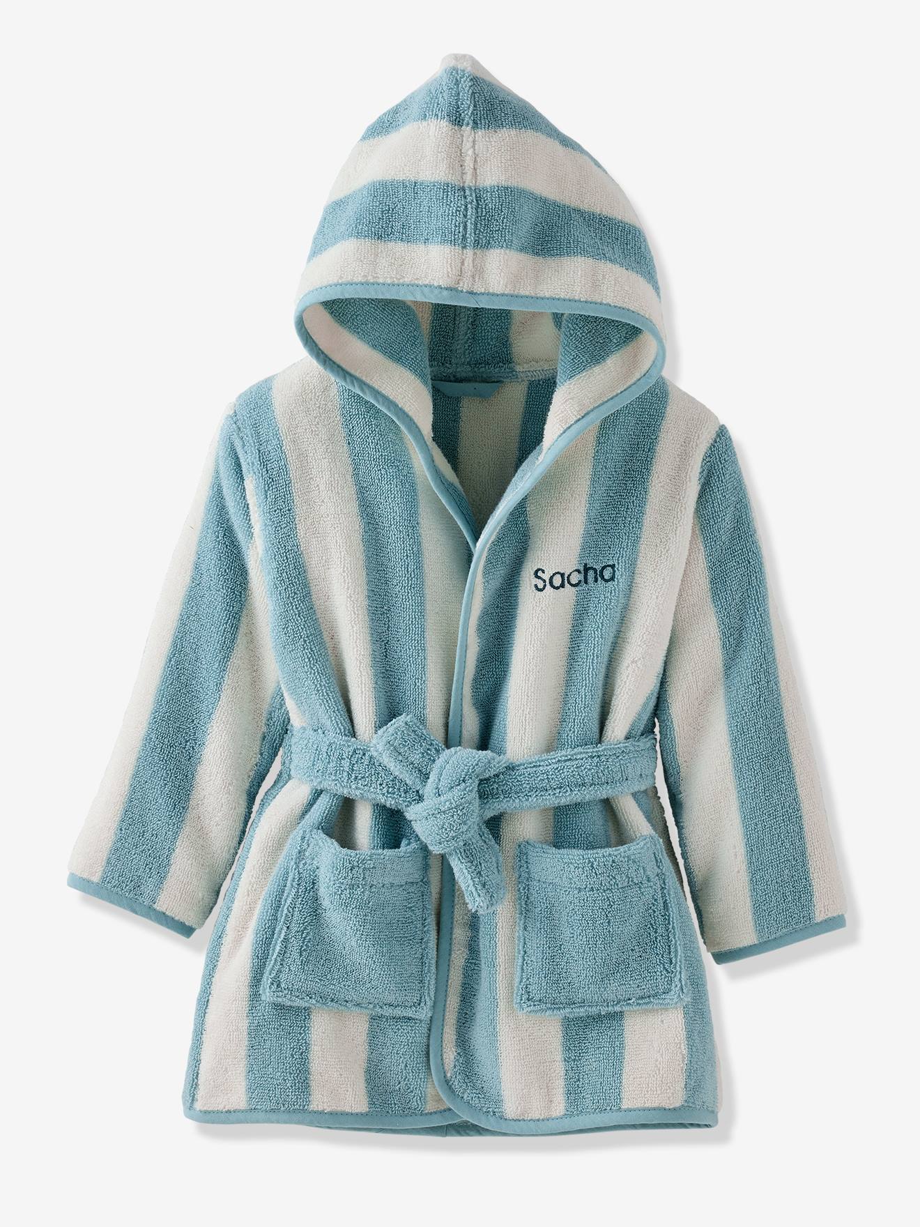 TRANSAT gestreepte badjas voor kinderen blauw, gestreept afbeelding