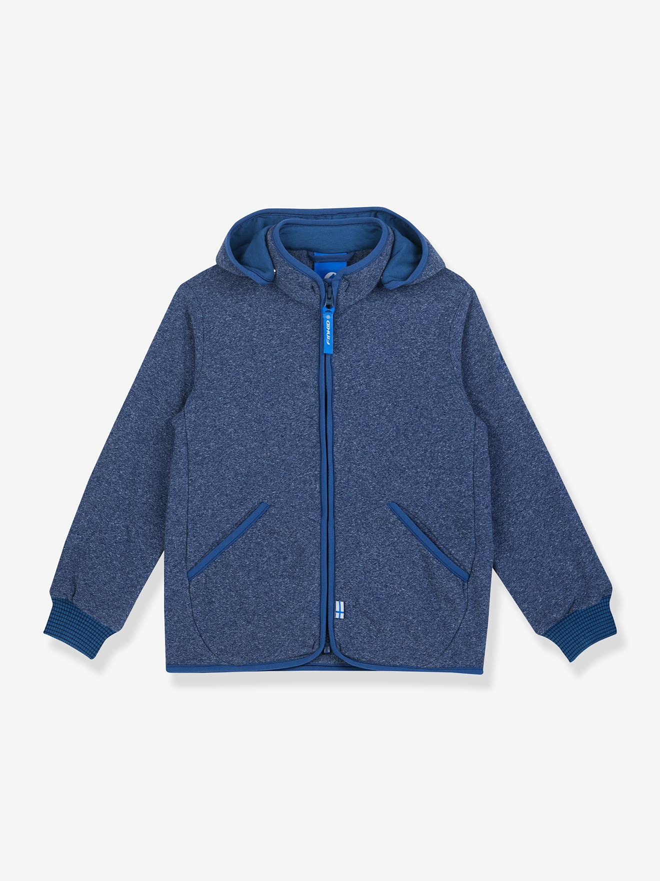 Gebreide fleece kinderjas TONTTU KNIT FINKID, zip-in binnenjas marineblauw afbeelding