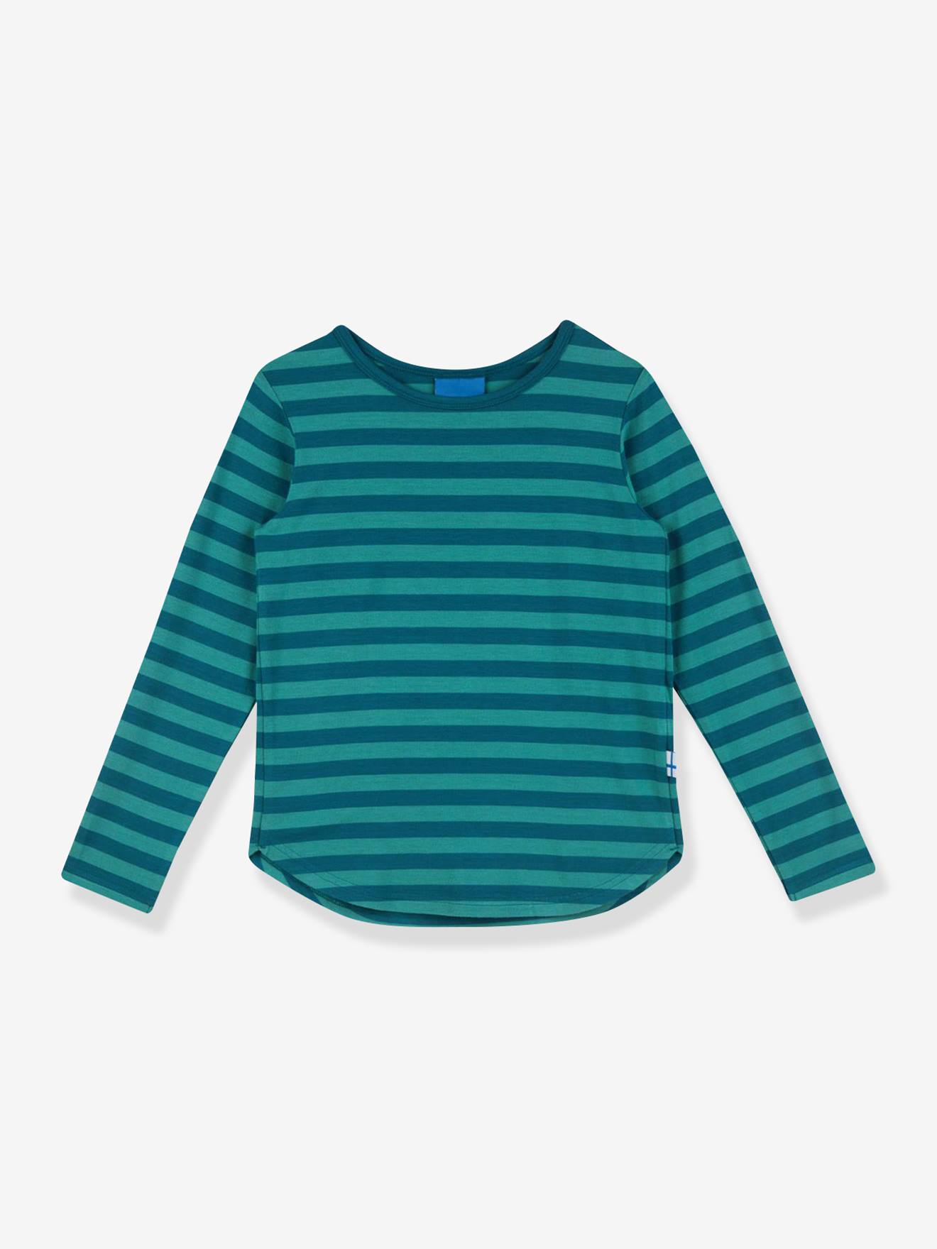 Gestreept T-shirt met lange mouwen voor meisjes MERISILLI FINKID oceaanblauw afbeelding