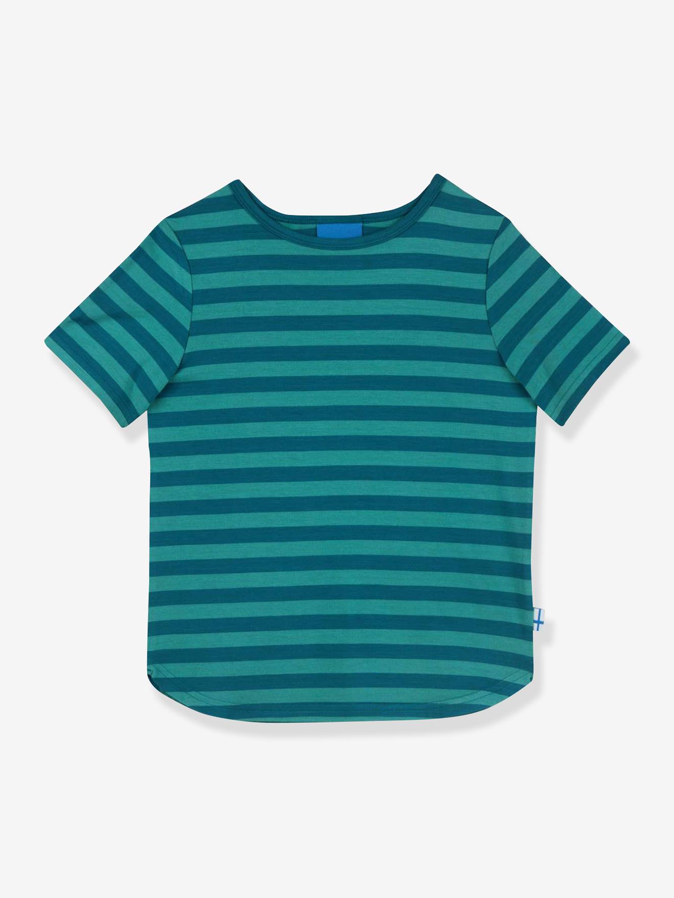 Gestreept T-shirt voor meisjes MAALARI FINKID, UV-bescherming oceaanblauw afbeelding