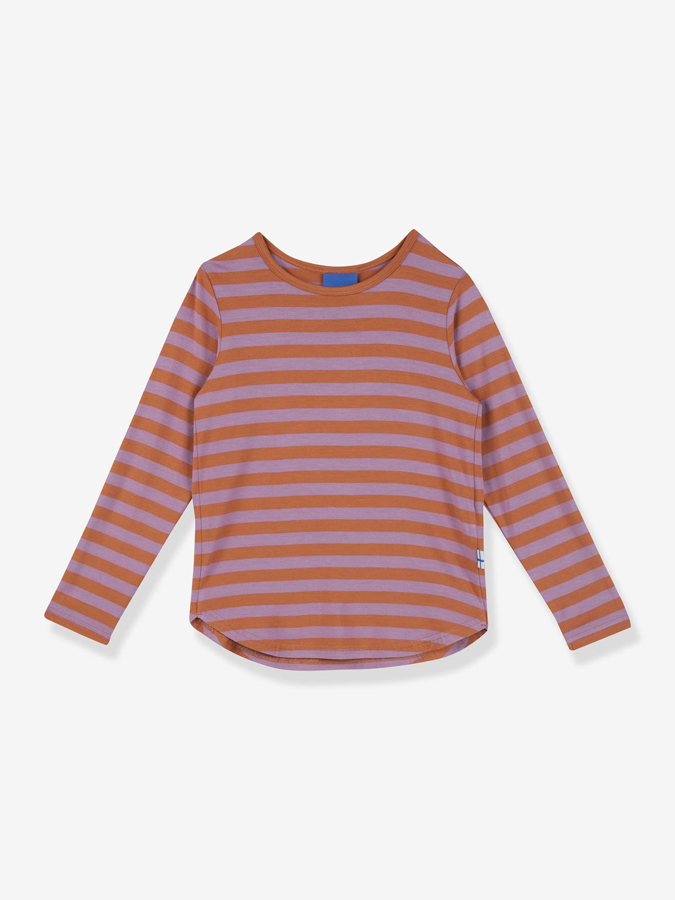 Gestreept T-shirt met lange mouwen voor meisjes MERISILLI FINKID roest afbeelding
