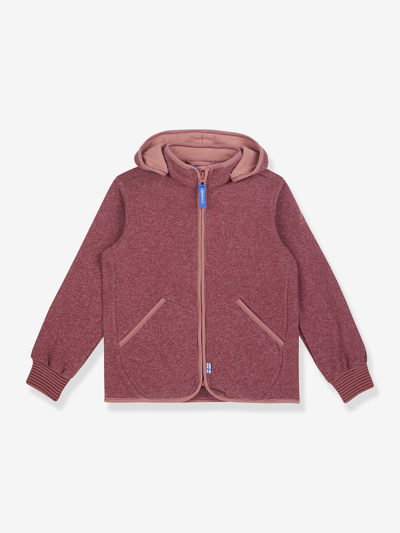 Gebreide fleece kinderjas TONTTU KNIT FINKID, zip-in binnenjas bordeauxrood afbeelding
