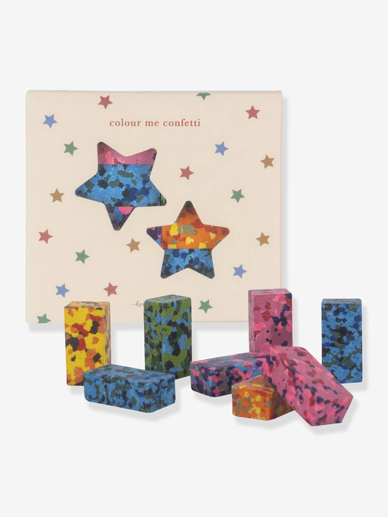 Doos met 8 confetti krijtjes KONGES SLOJD meerkleurig