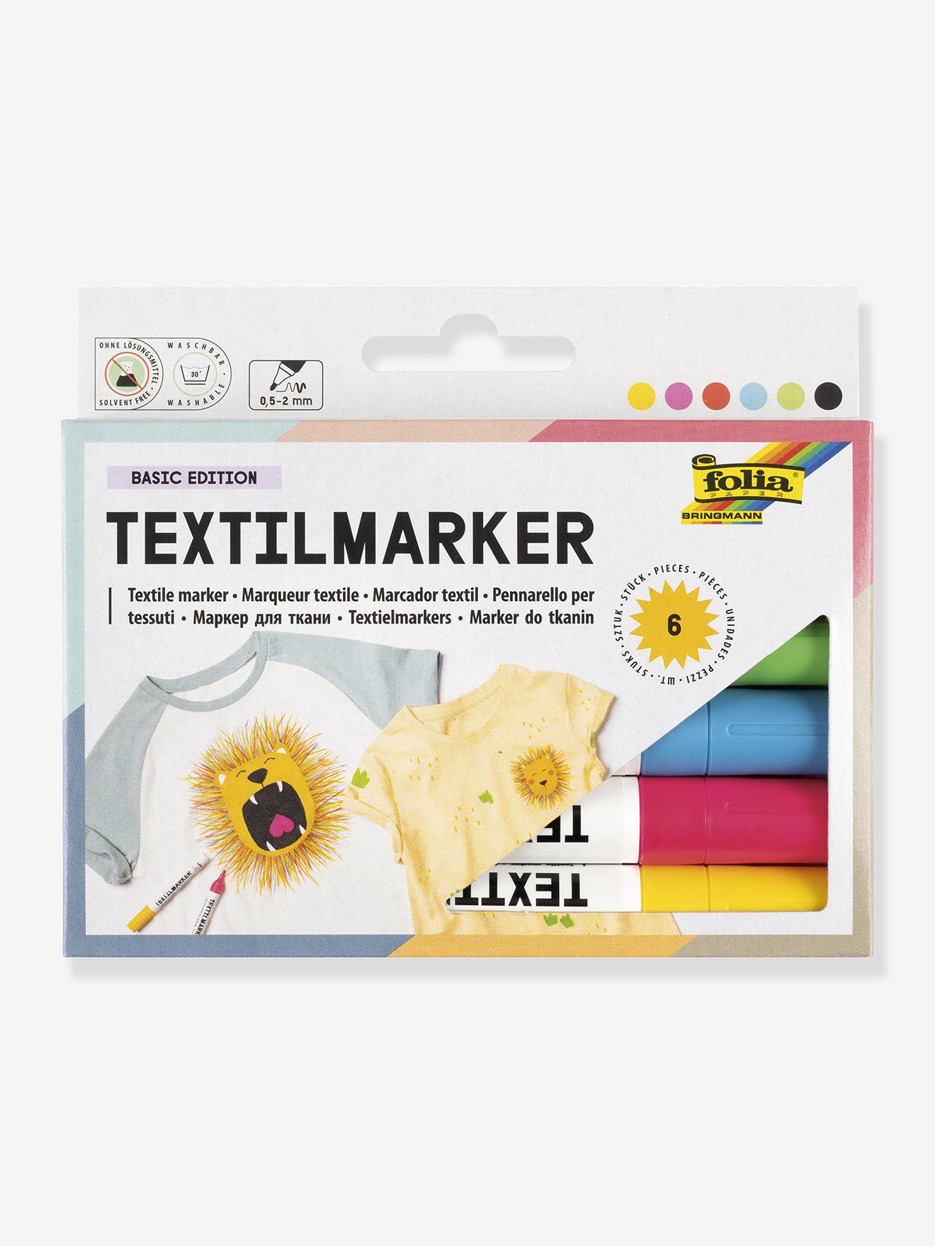 Set van 6 textielmarkers BASIC FOLIA meerkleurig afbeelding