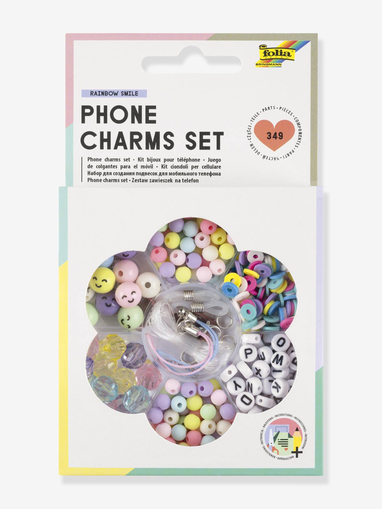 Set DIY kettingen voor telefoon RAINBOW SMILE FOLIA, 349 stuks meerkleurig afbeelding