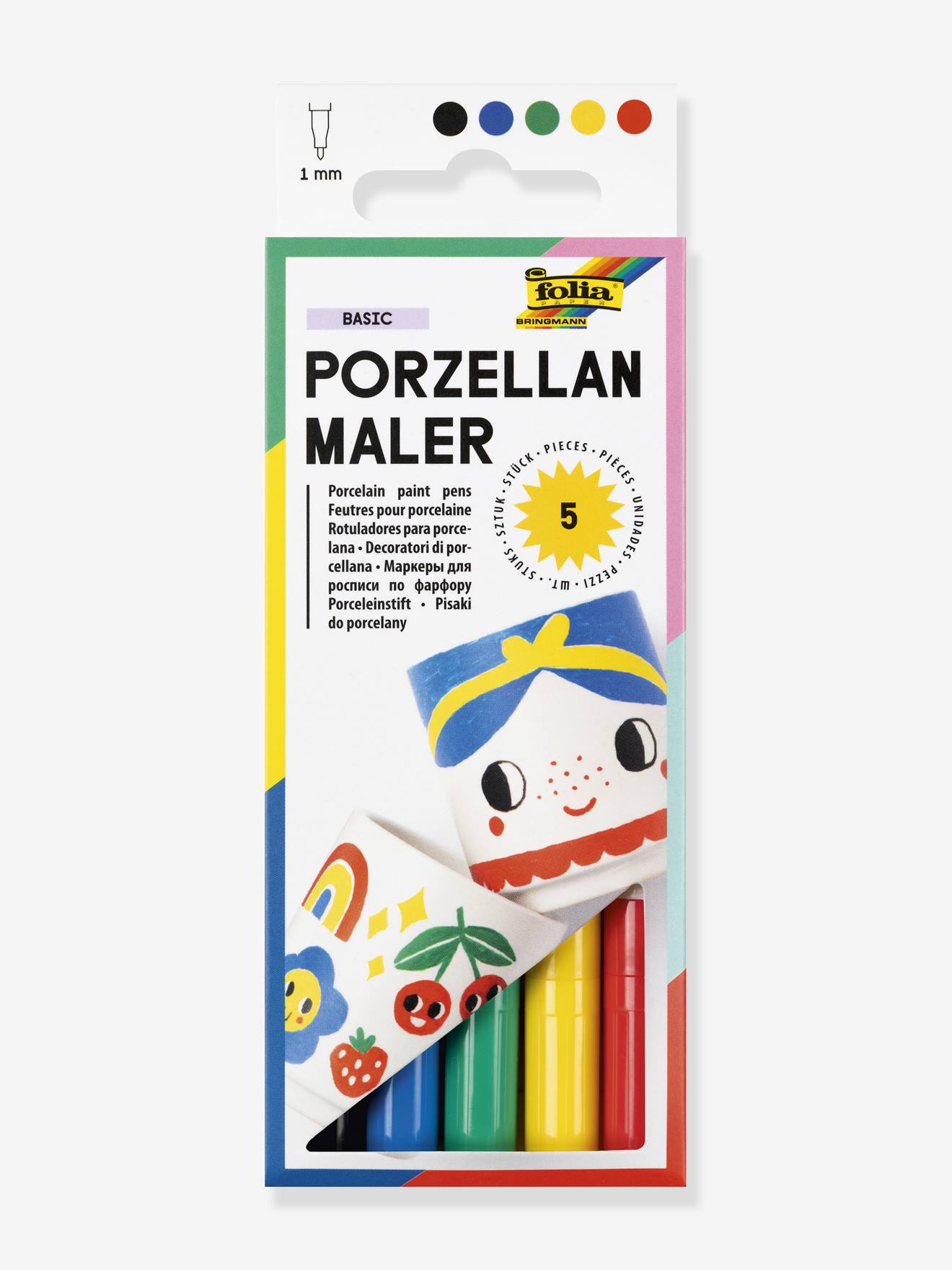 Set van 5 viltstiften voor porselein BASIC FOLIA meerkleurig afbeelding