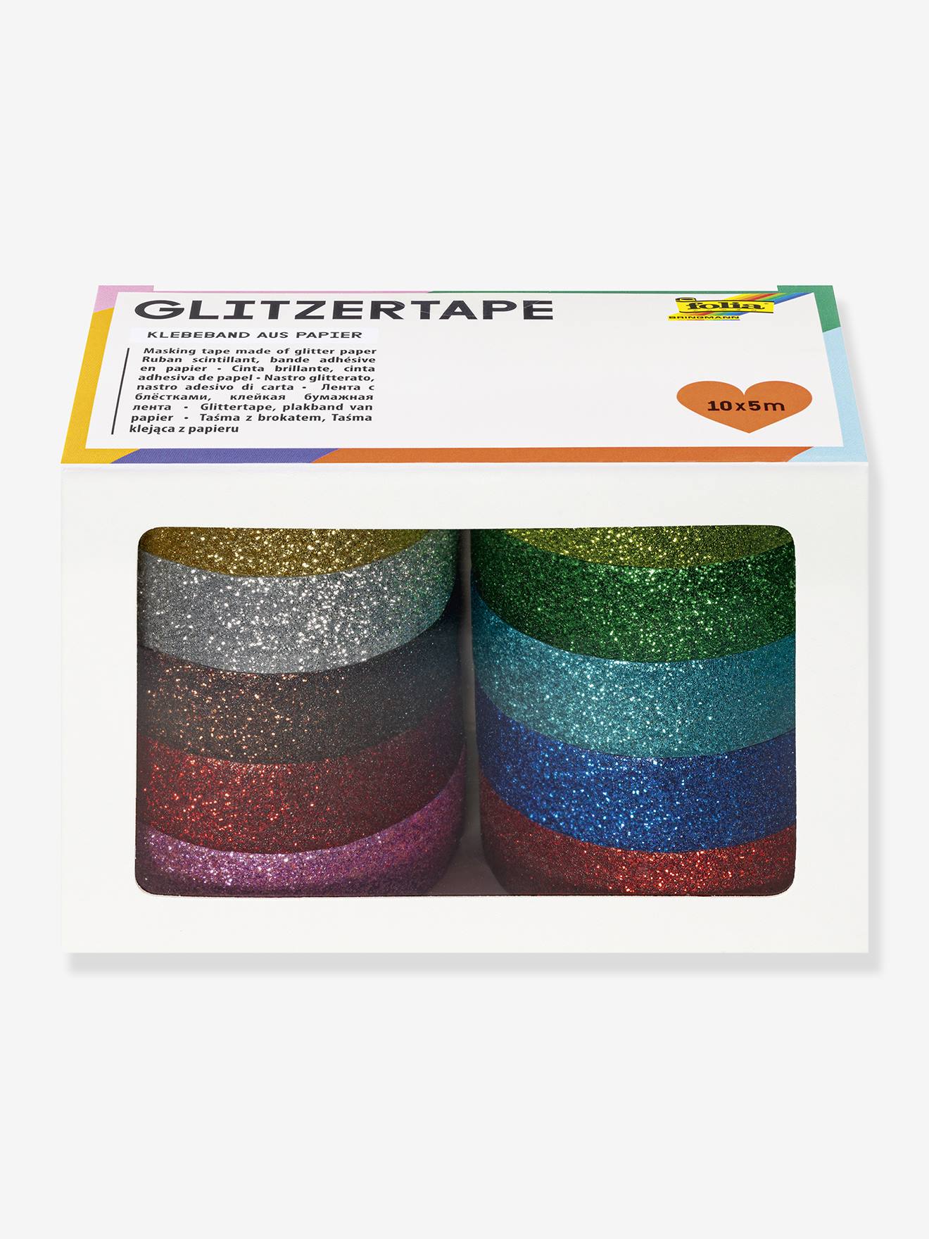 Set van 10 glitterende plakbanden FOLIA meerkleurig afbeelding