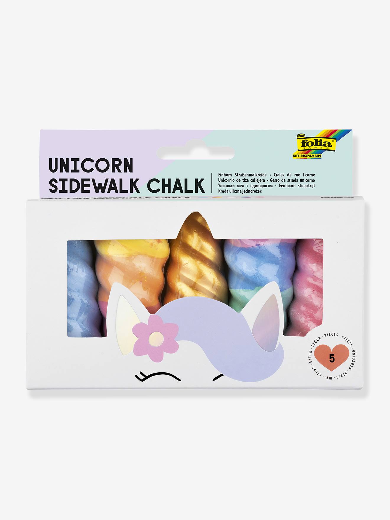 Set van 5 stoepkrijt LICORNE FOLIA meerkleurig afbeelding