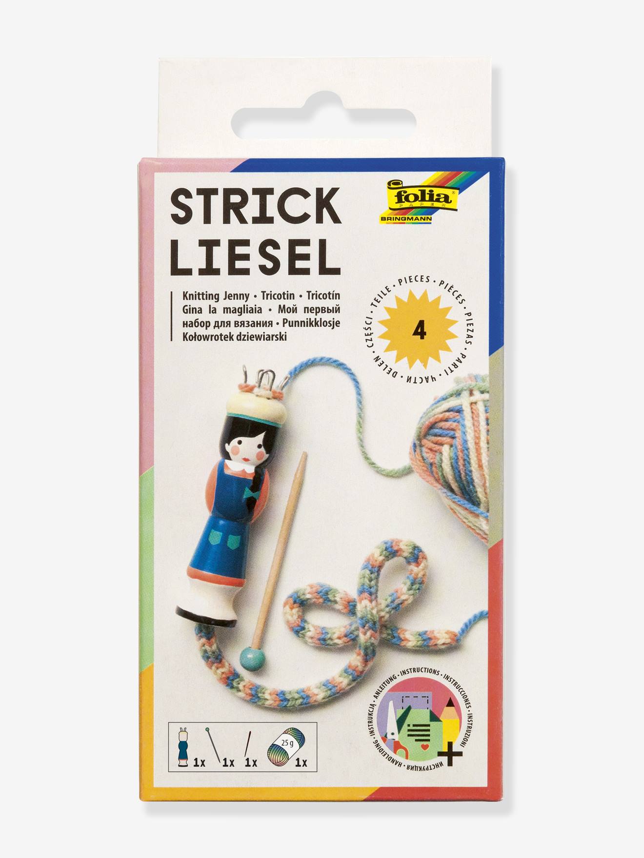 Breiset met wol, breinaald en borduurnaald FOLIA blauw afbeelding