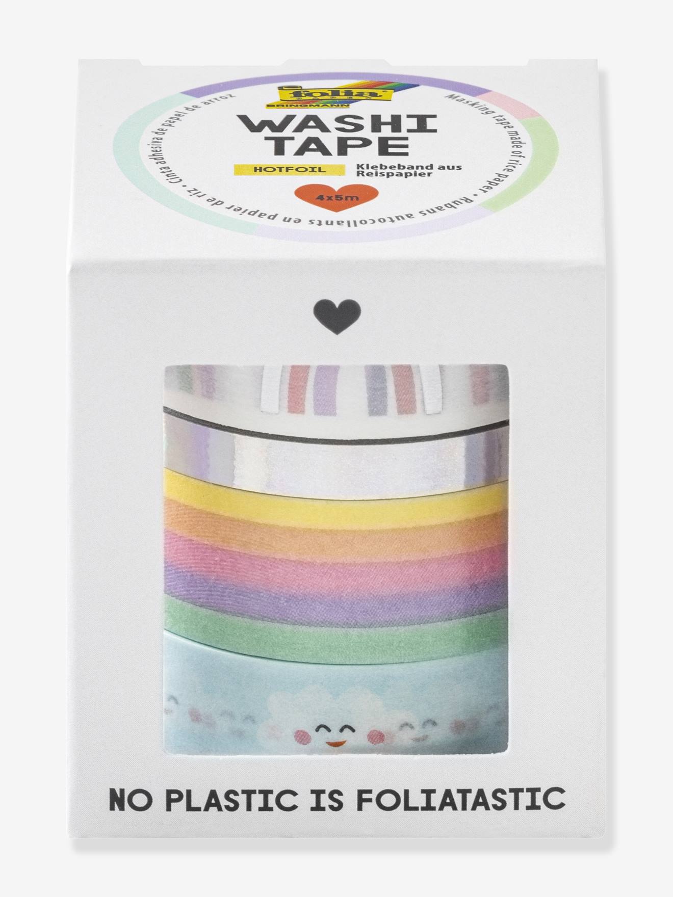 Set van 4 Washi linten met Hotfoil effect RAINBOW CLOUDS FOLIA meerkleurig afbeelding