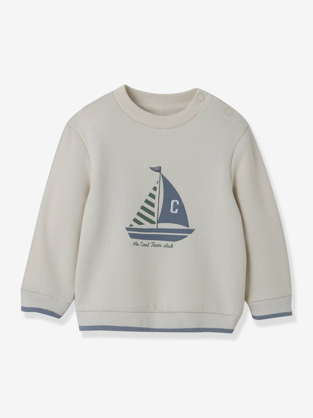 Sweater zeilboot baby biologisch katoen CYRILLUS ecru afbeelding