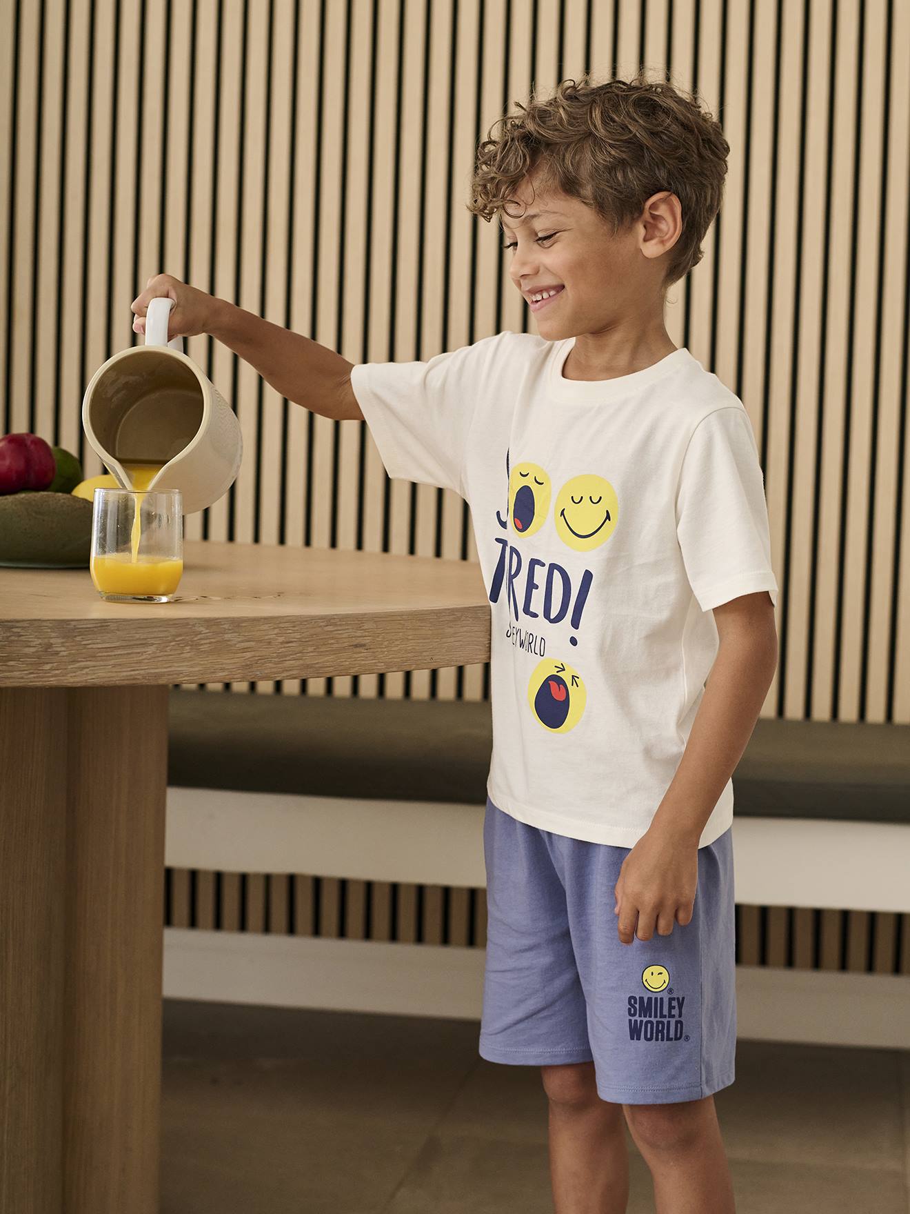 Pyjashort Smiley World® so tired chambrayblauw
