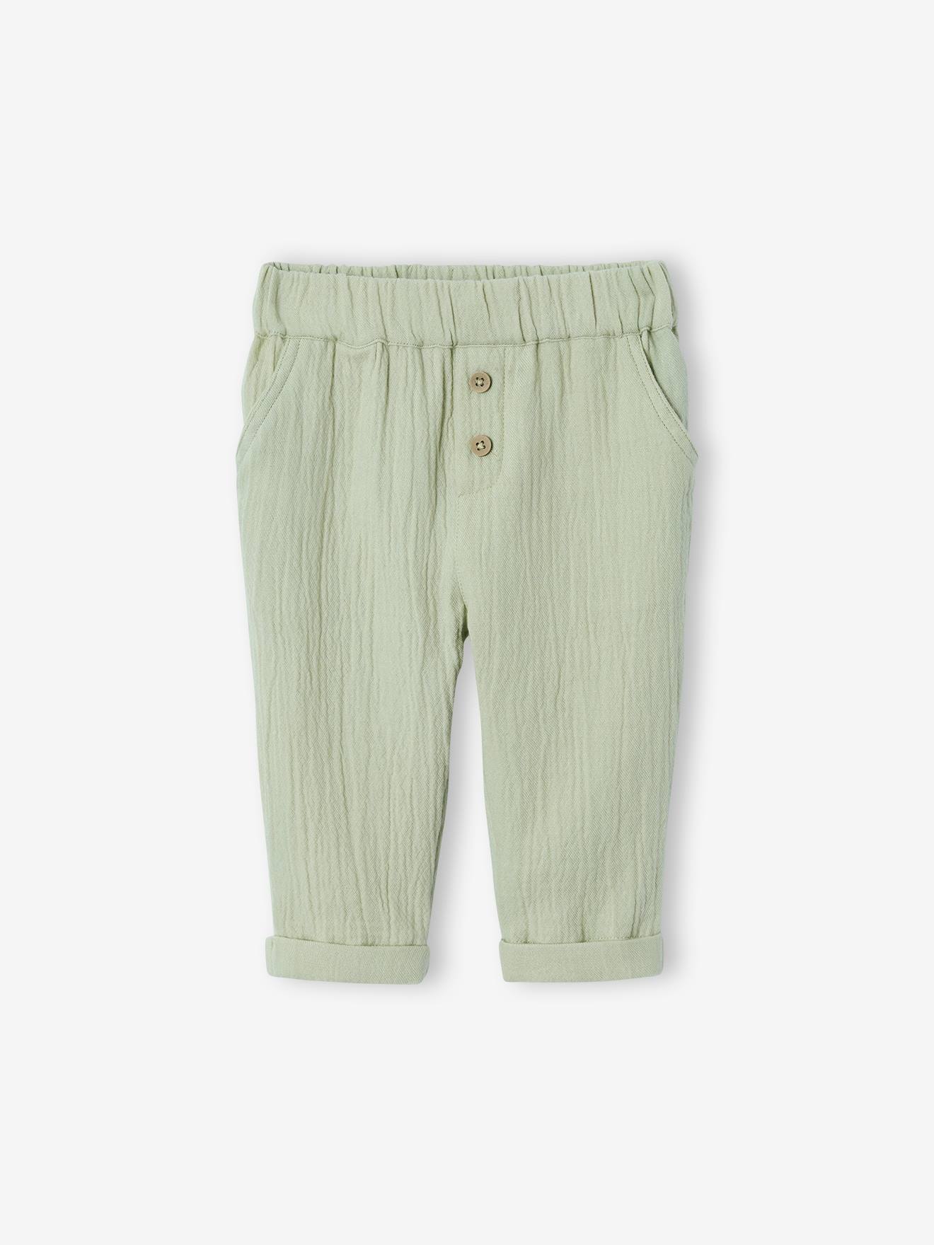 Katoenen babybroek groengrijs afbeelding