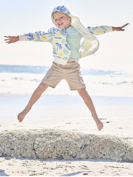 Gemakkelijk aan en uit te trekken battle short voor jongens beige+kaki+marineblauw+mintgroen - vertbaudet enfant 