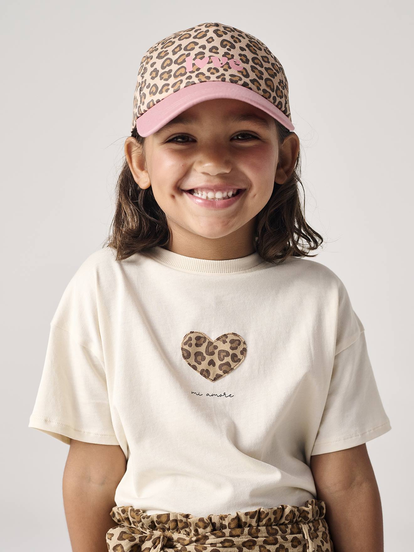 Bedrukt meisjesshirt met korte mouwen vanille