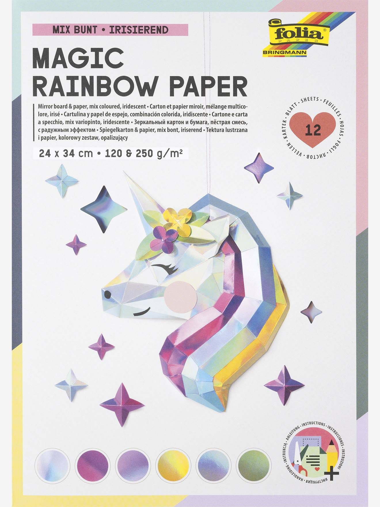 Creatief papierblok, 12 vellen MAGIC RAINBOW PAPER FOLIA meerkleurig afbeelding