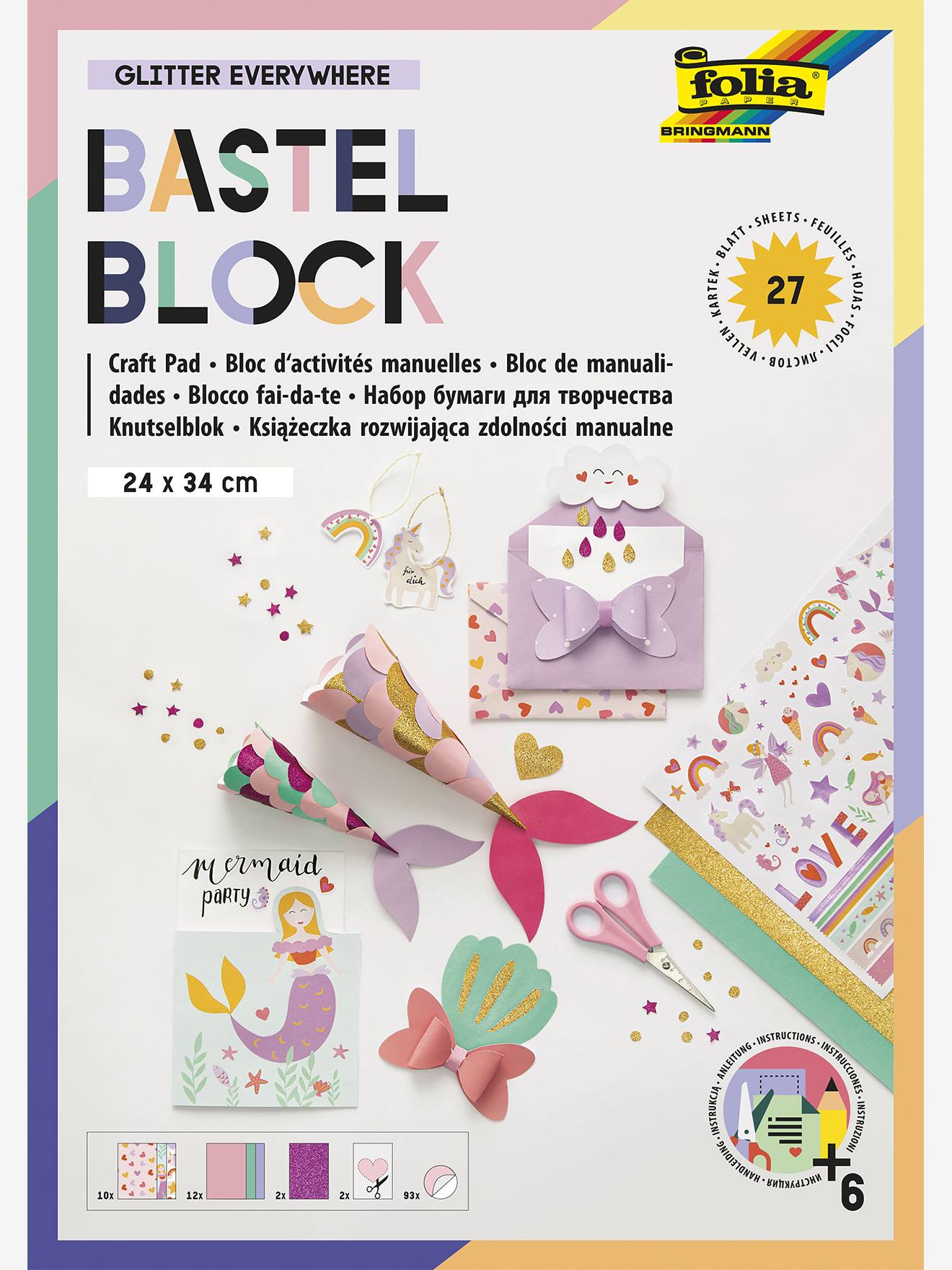 Creatief blok, 27 vellen SWEET GLITTER EVERYWHERE FOLIA meerkleurig afbeelding