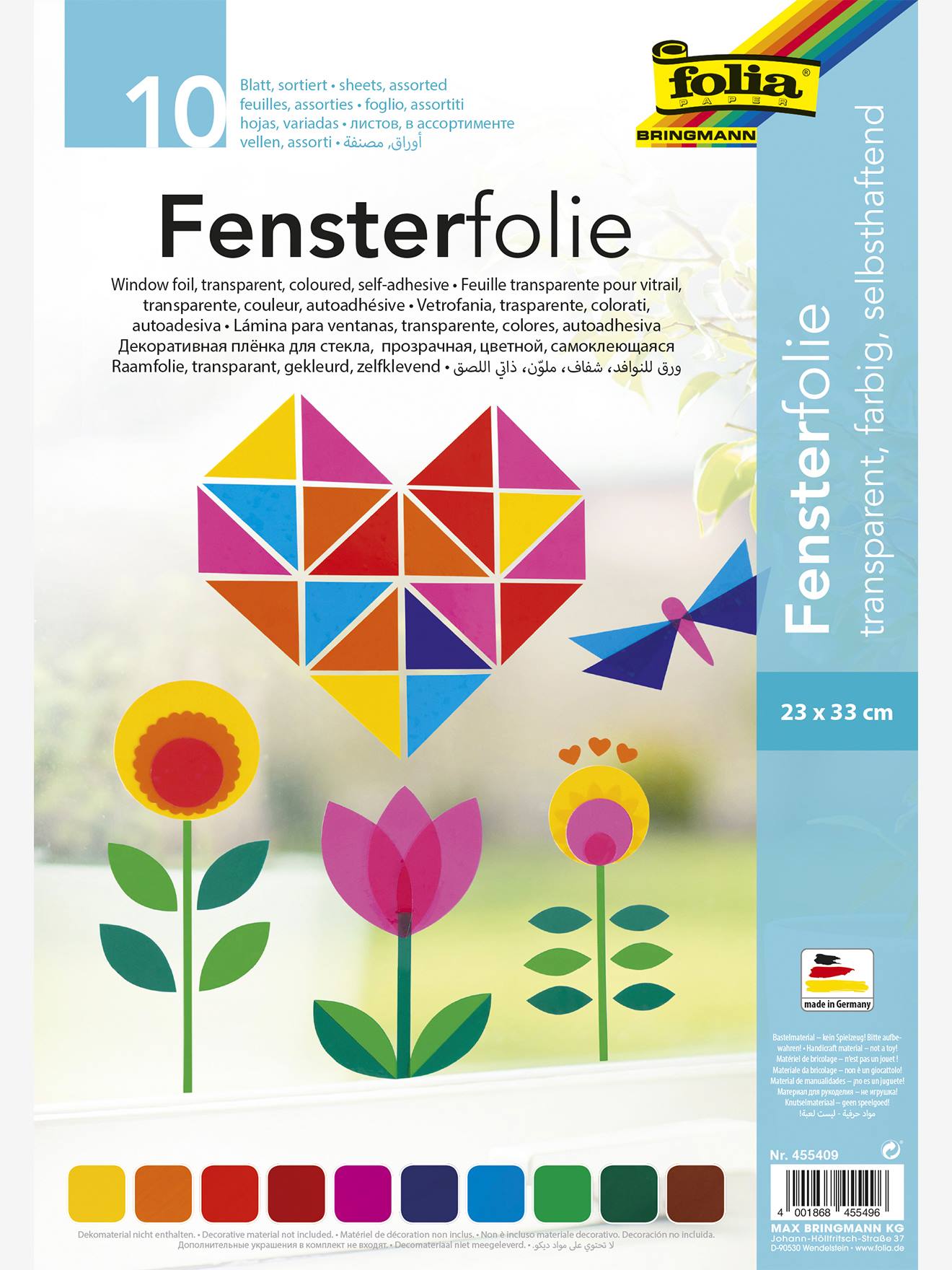 Zelfklevende raamfolie, 10 vellen 23 x 33 cm FOLIA meerkleurig afbeelding