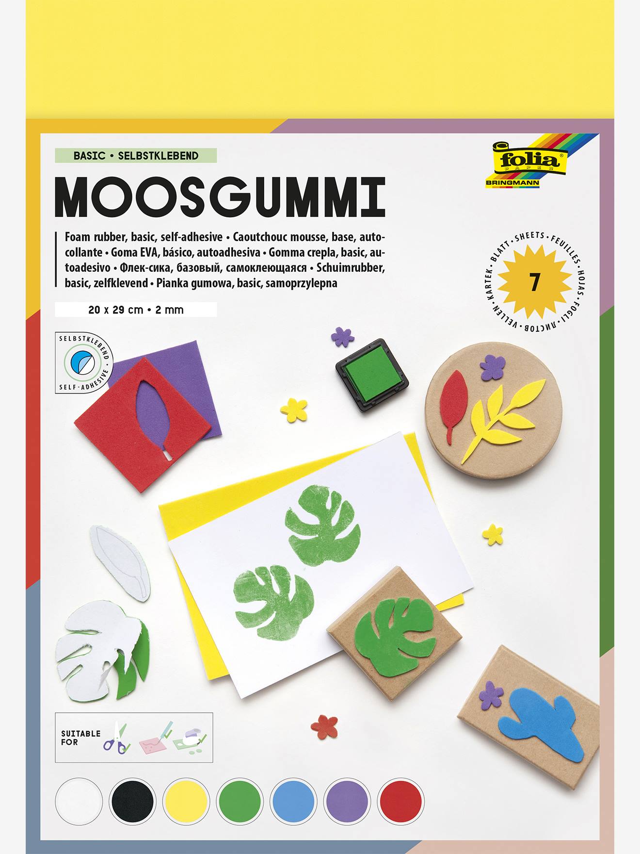 Zelfklevend schuim, 7 vellen BASIC FOLIA meerkleurig afbeelding