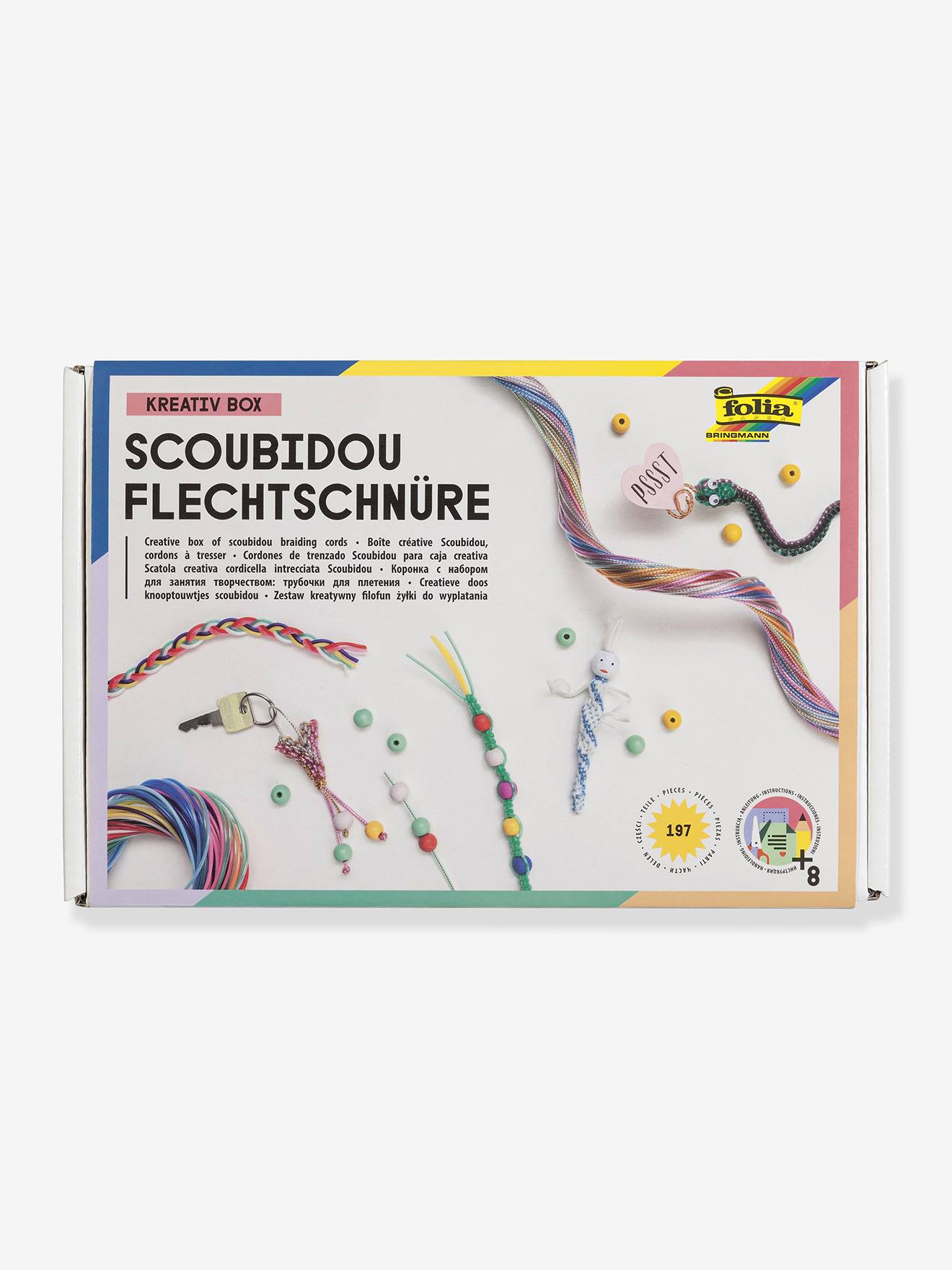 Creatieve doos SCOUBIDOU FOLIA vlechtgarens met benodigdheden / toebehoren meerkleurig afbeelding