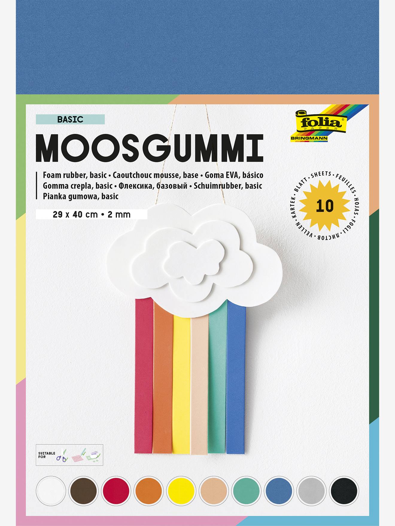 Schuim, 10 vellen 29 x 40 cm EVA BASIC FOLIA meerkleurig afbeelding