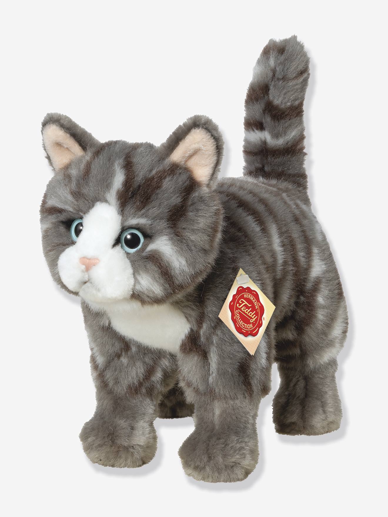 Pluchen Kat staand 20 cm gestreept TEDDY HERMANN grijs, gestreept afbeelding