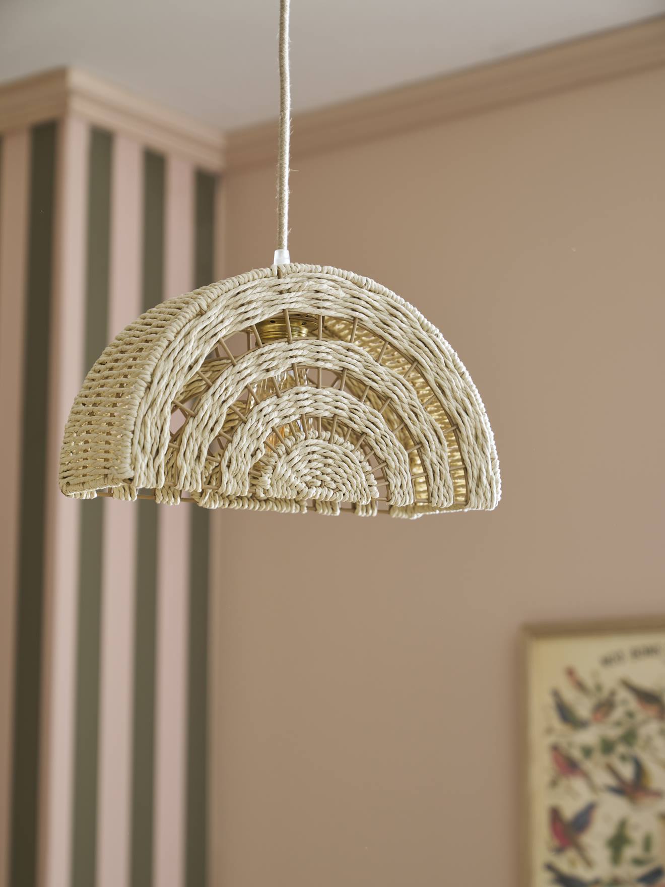 Hanglamp/lampenkap Regenboog van papierkoord ecru afbeelding
