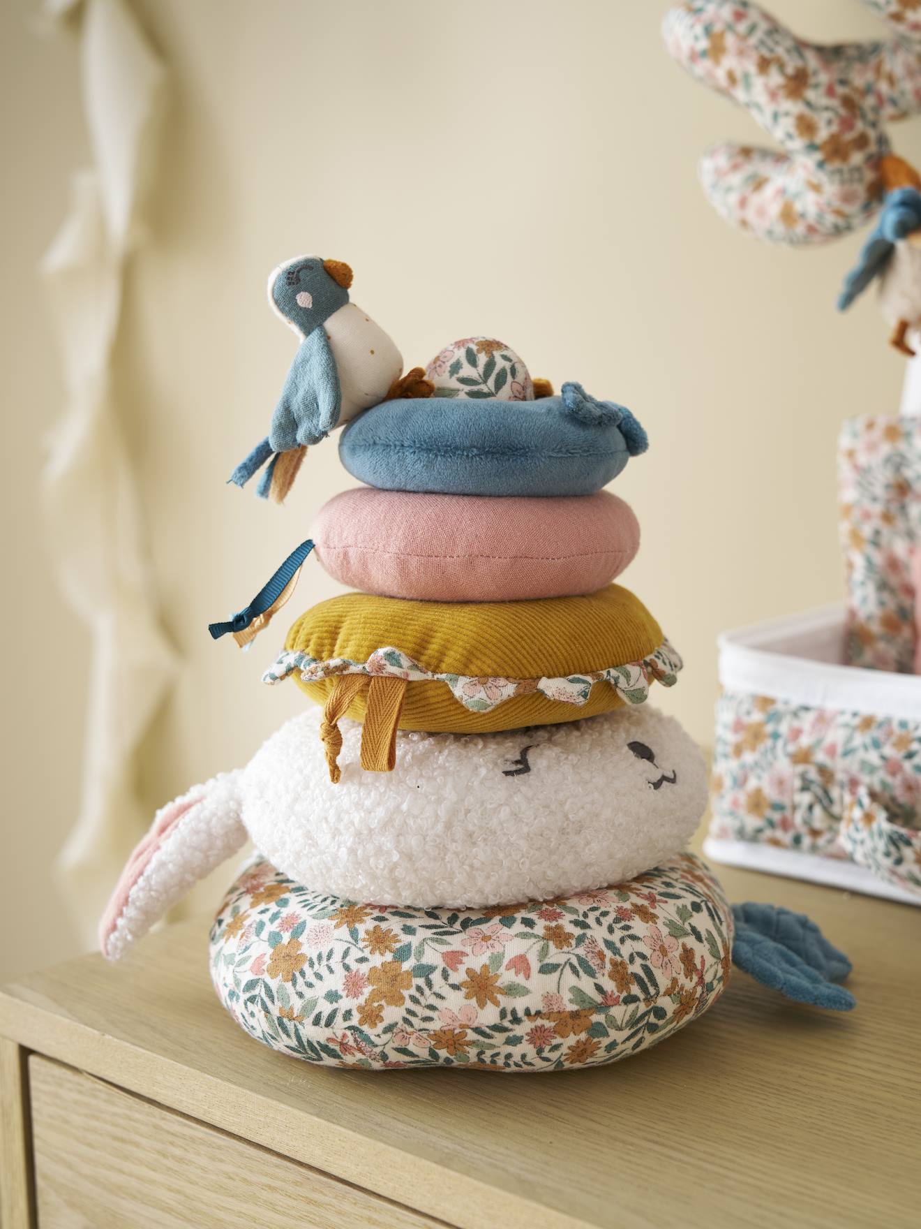 Stapeltoren RETRO FLOWER geel