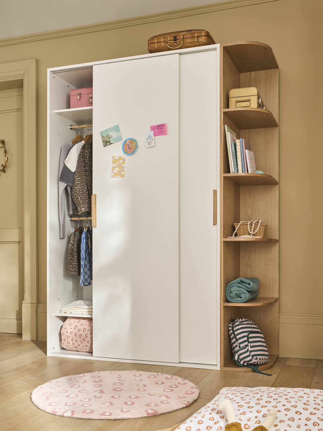 Kast met 2 schuifdeuren + bibliotheek JAPI wit afbeelding
