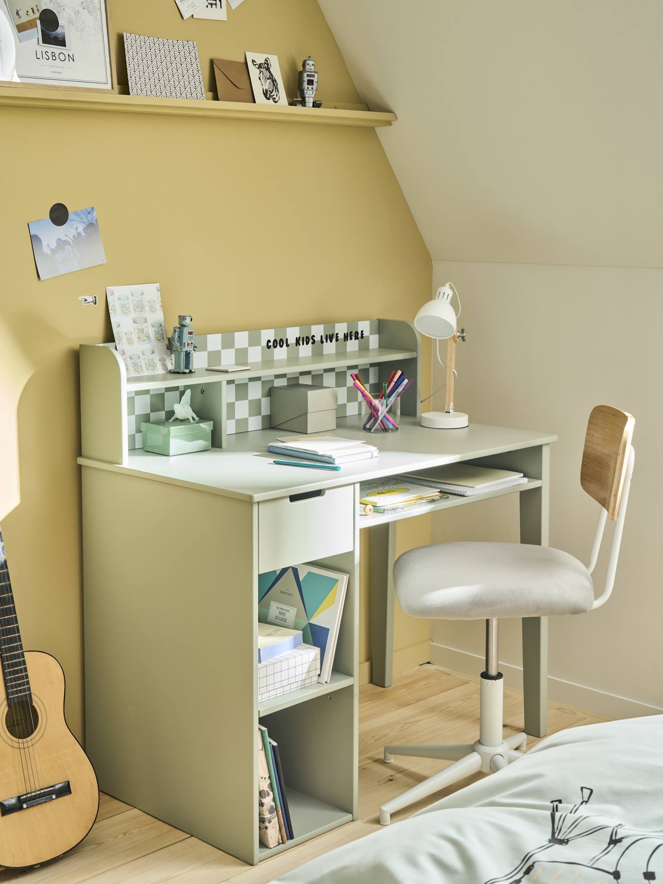 Damier kinderbureau groen afbeelding