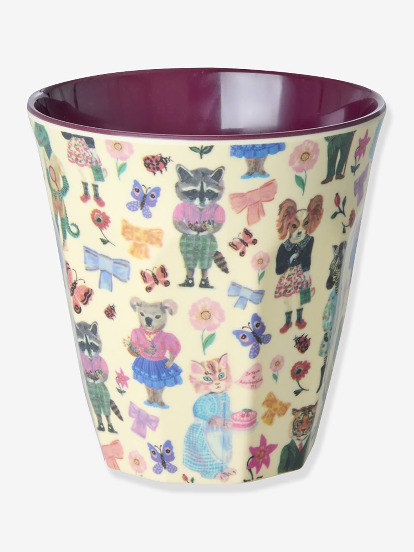 Melamine kinderbeker NATHALIE LETE 250 ml rice bordeauxrood