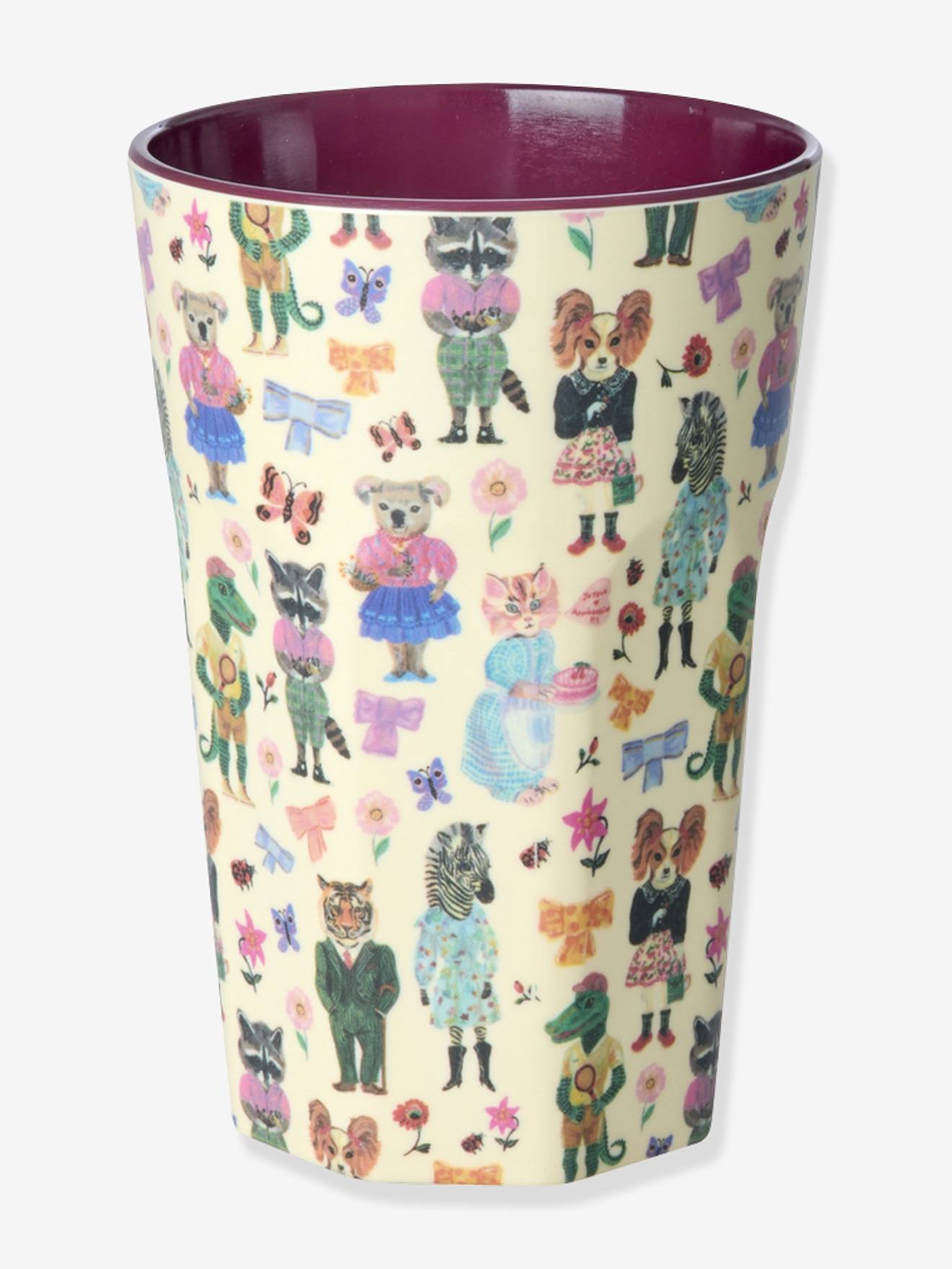 Melamine kinderbeker NATHALIE LETE 400 ml rice bordeauxrood