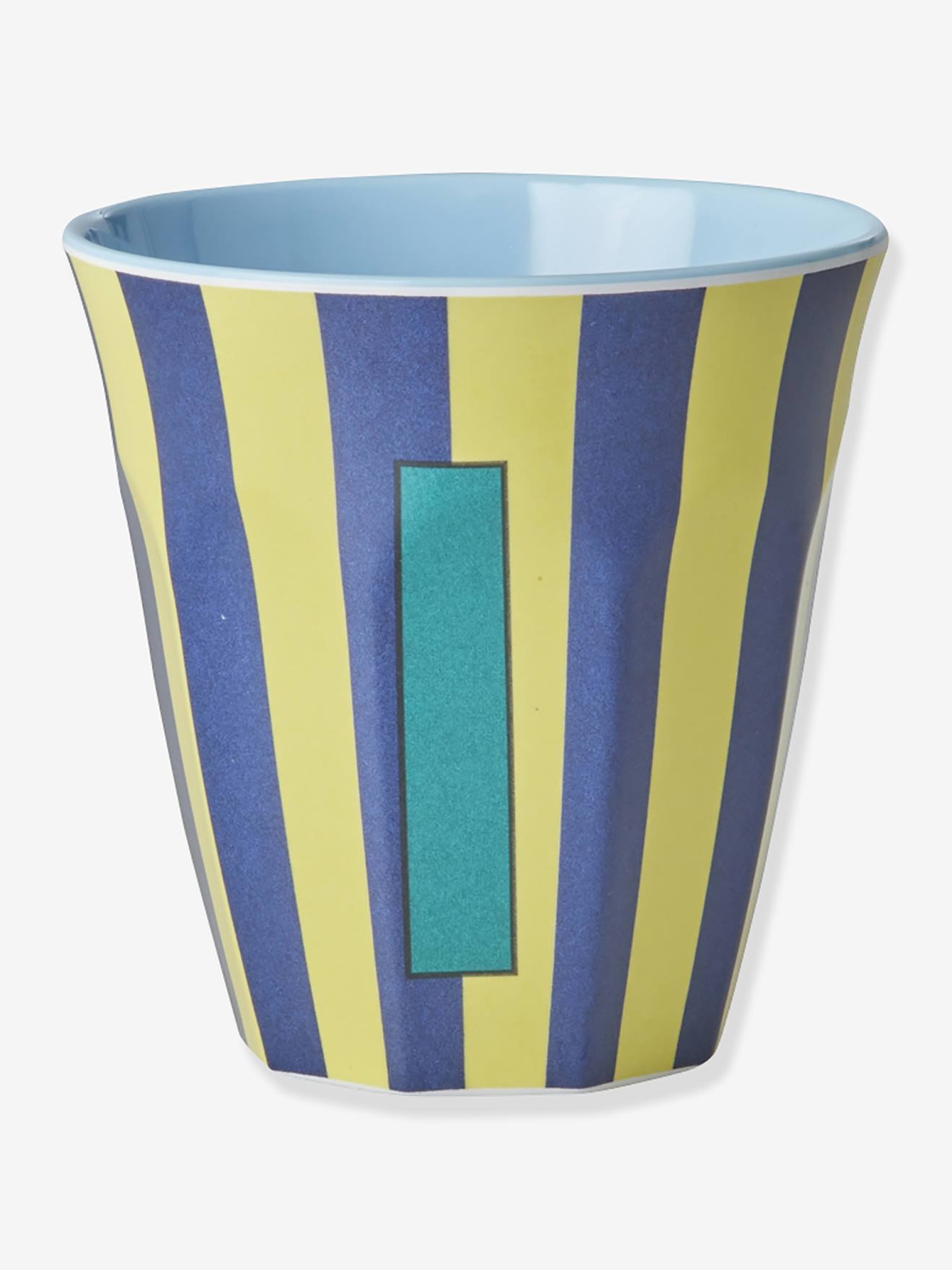 Gestreepte melamine mok LETTER I rice, medium 250 ml meerkleurig