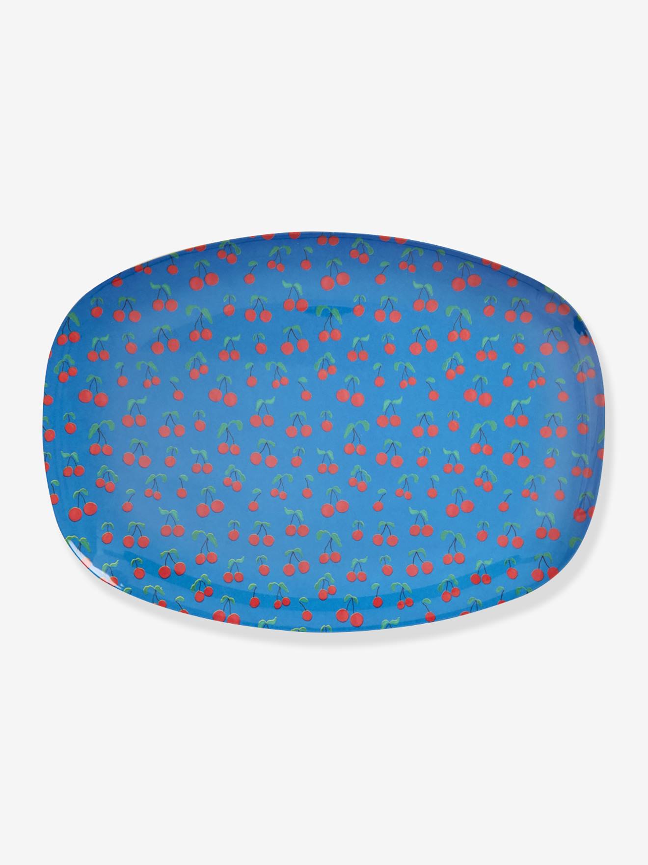 Rechthoekig melamine bord CHERRY LOVE rice felblauw