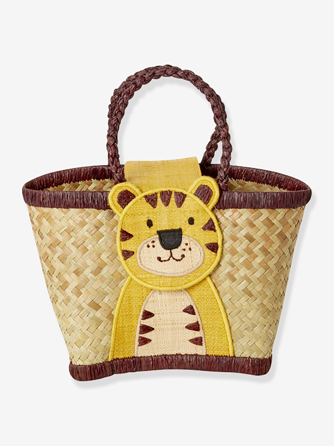Kindermandtas TIGER rice, raffia beige