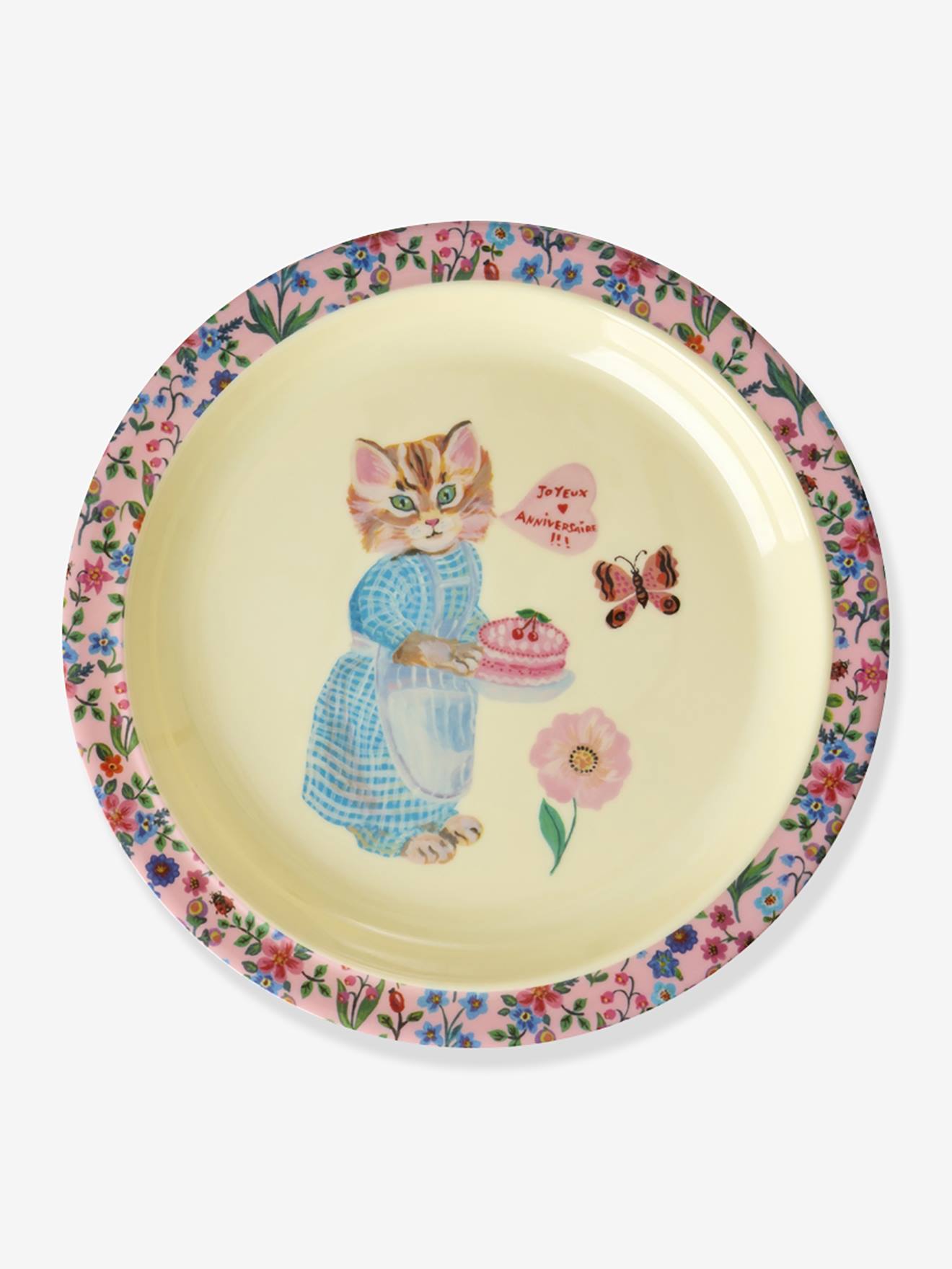 Melamine kinderbord 22 cm NATHALIE LETE PINK rice roze, bedrukt