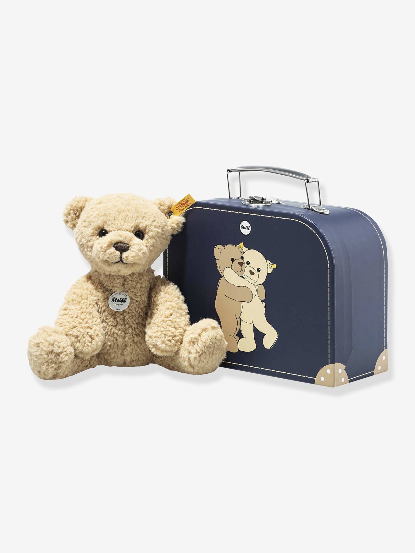 Teddybeer met koffer 21 cm voor kinderen BEN STEIFF beige afbeelding
