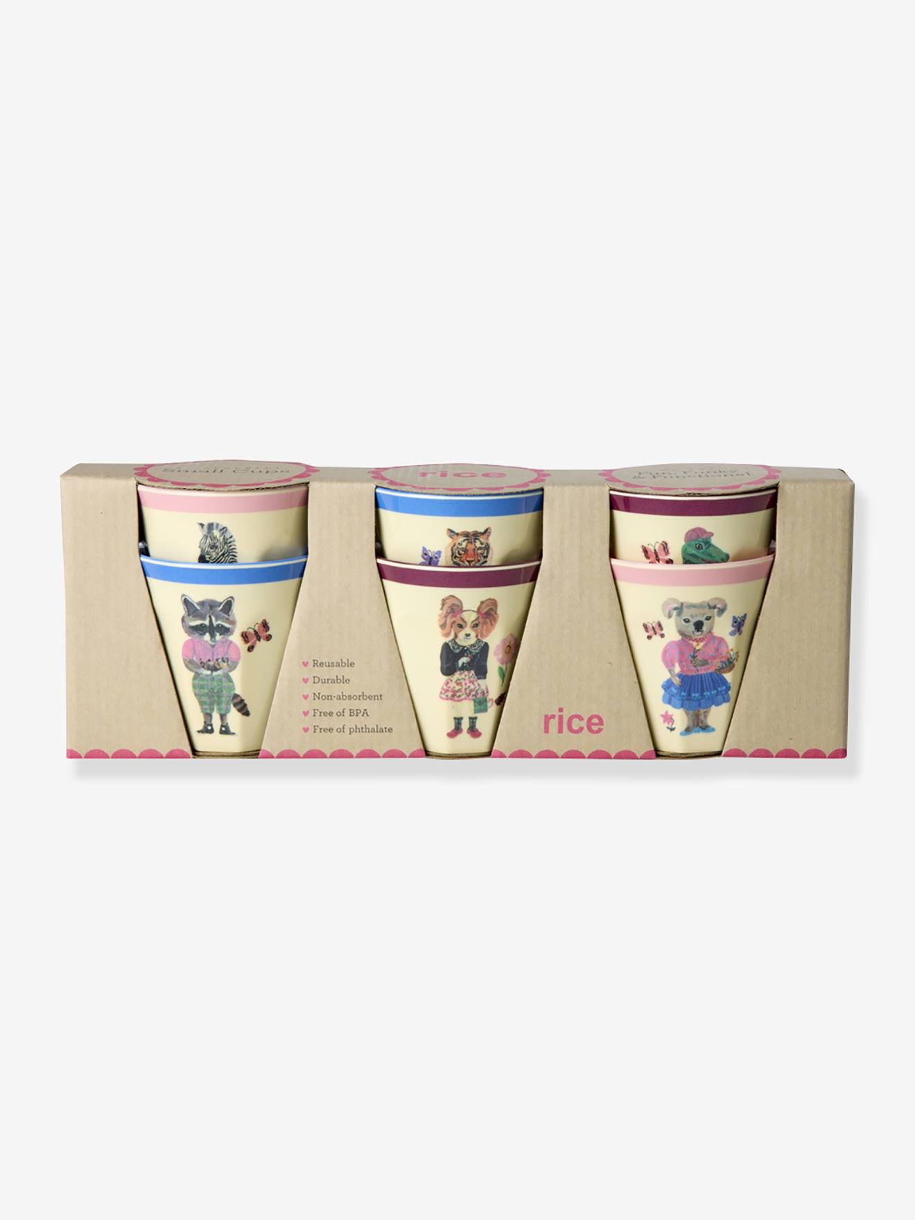 6-delige set melamine kinderbekers NATHALIE LETE 160 ml rice meerkleurig