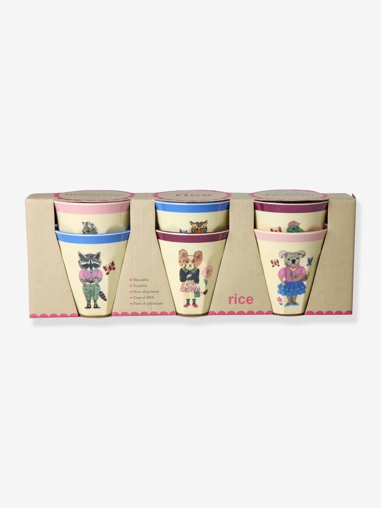 6-delige set melamine kinderbekers NATHALIE LETE 250 ml rice meerkleurig